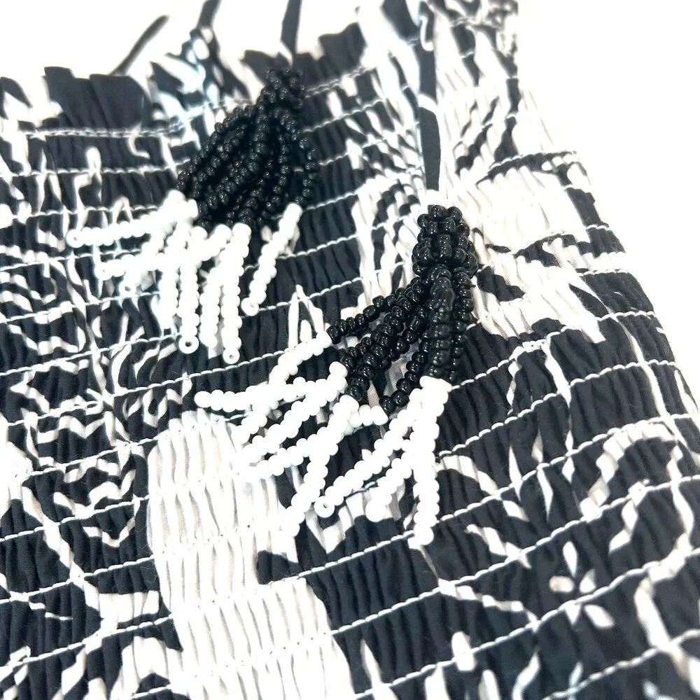 Farm Rio/Anthropologie Black and White Floral Midi Dress - Picture 8 of 9